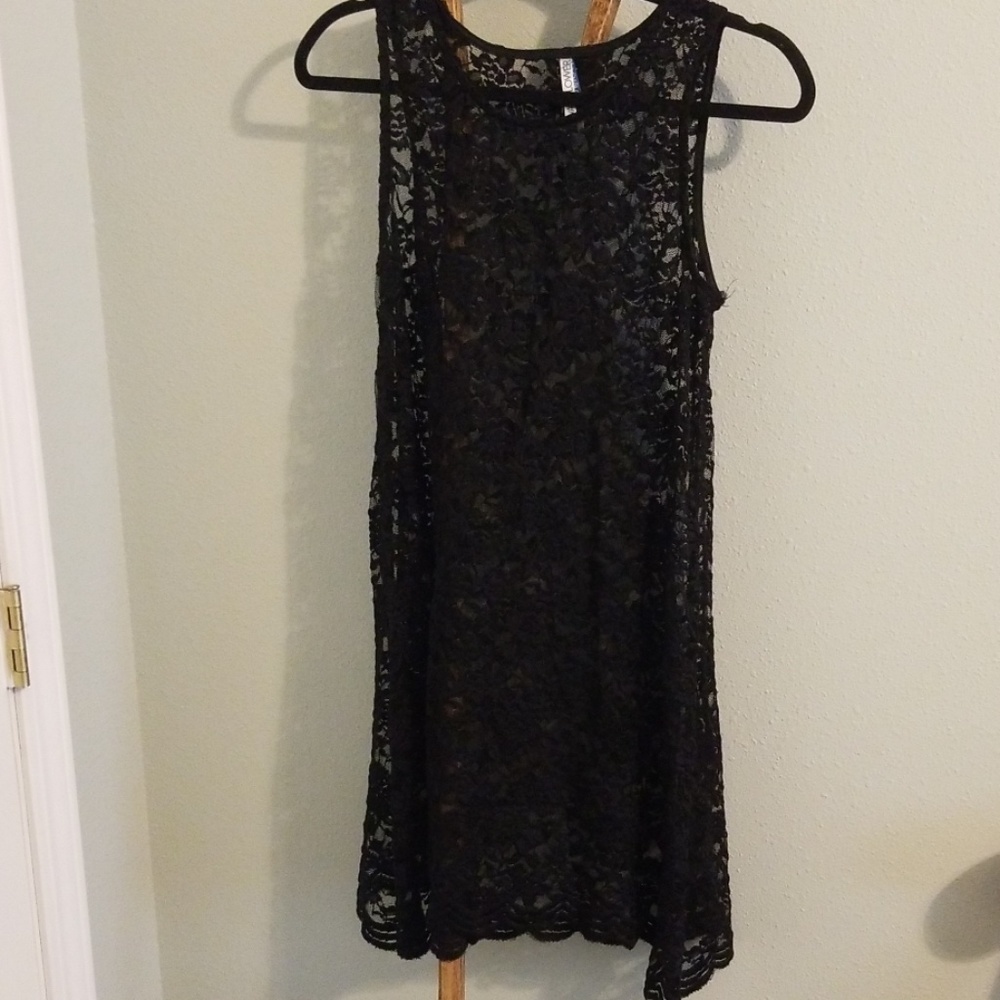 Black lace top dress